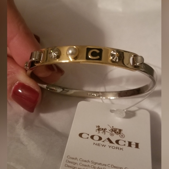 Coach Jewelry - NWT Coach Silver & Gold Studded Bangle Bracelet